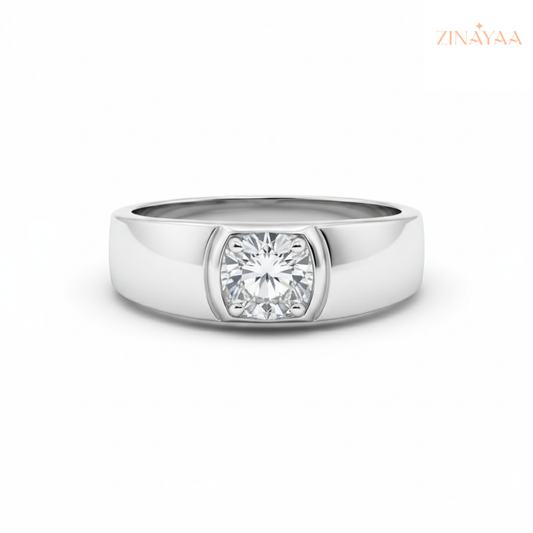 92.5 Sterling Silver Imperial Solitaire Men’s Adjustable Ring