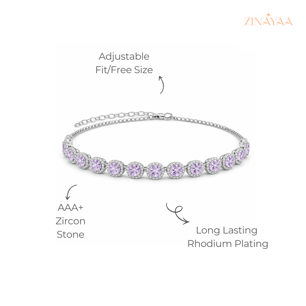 925 Sterling Silver Lavender Halo Bracelet