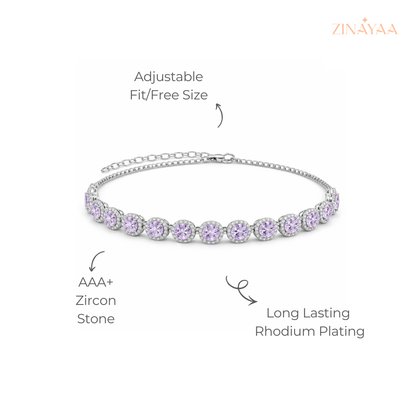 925 Sterling Silver Lavender Halo Bracelet