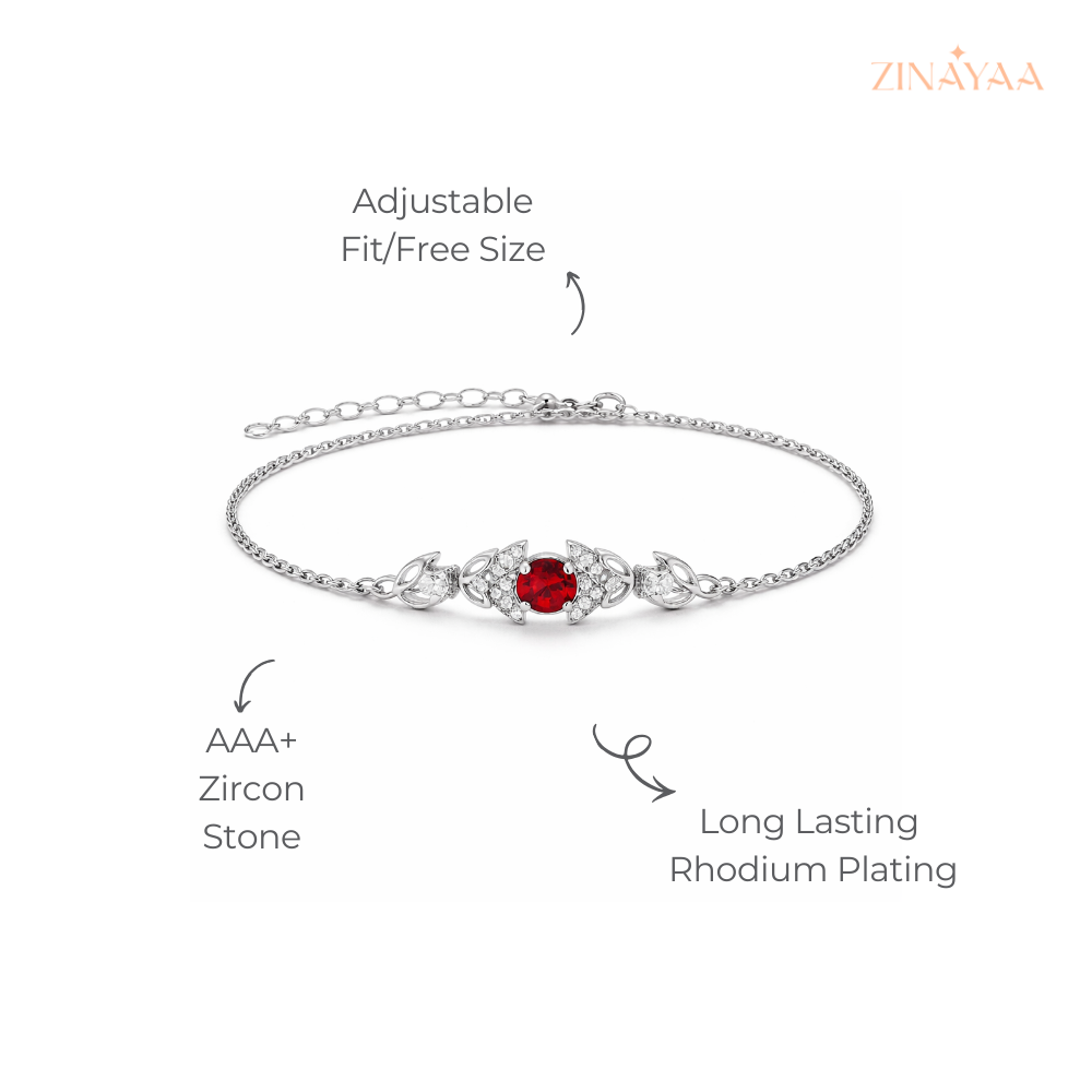 925 Sterling Silver Ruby Elegance Adjustable Bracelet