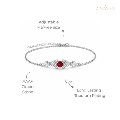 925 Sterling Silver Ruby Elegance Adjustable Bracelet