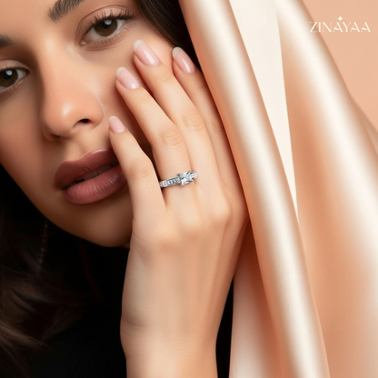 92.5 Sterling Silver Classic Brilliance Solitaire Women’s Adjustable Ring