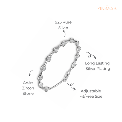 925 Sterling Silver Adjustable Heart Link Bracelet