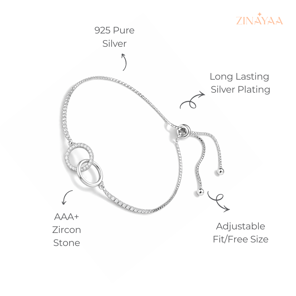 92.5 Sterling Silver Elegant Link Circle Silver Bracelet