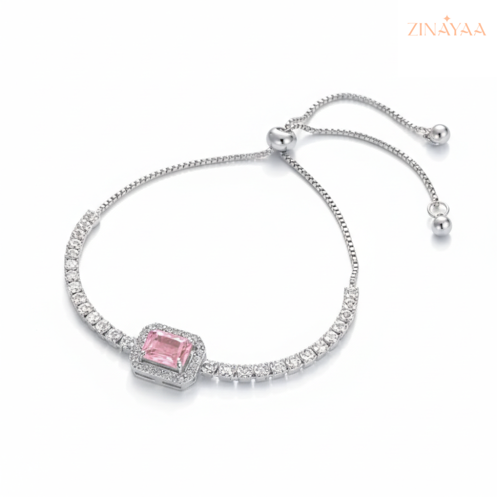 925 Sterling Silver Pink Radiance Adjustable Bracelet