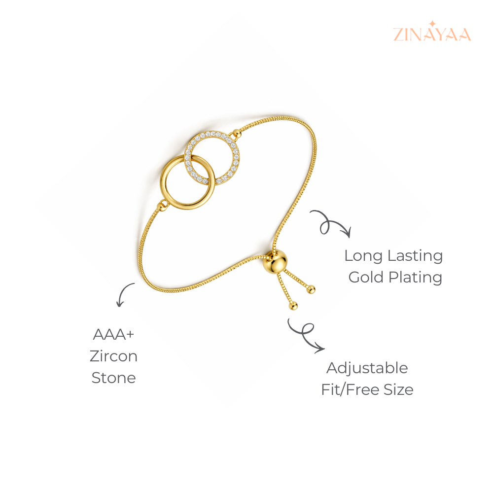 92.5 Sterling Silver Elegant Link Circle Gold Bracelet