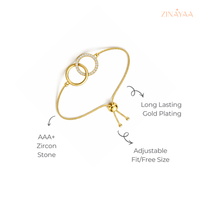 92.5 Sterling Silver Elegant Link Circle Gold Bracelet