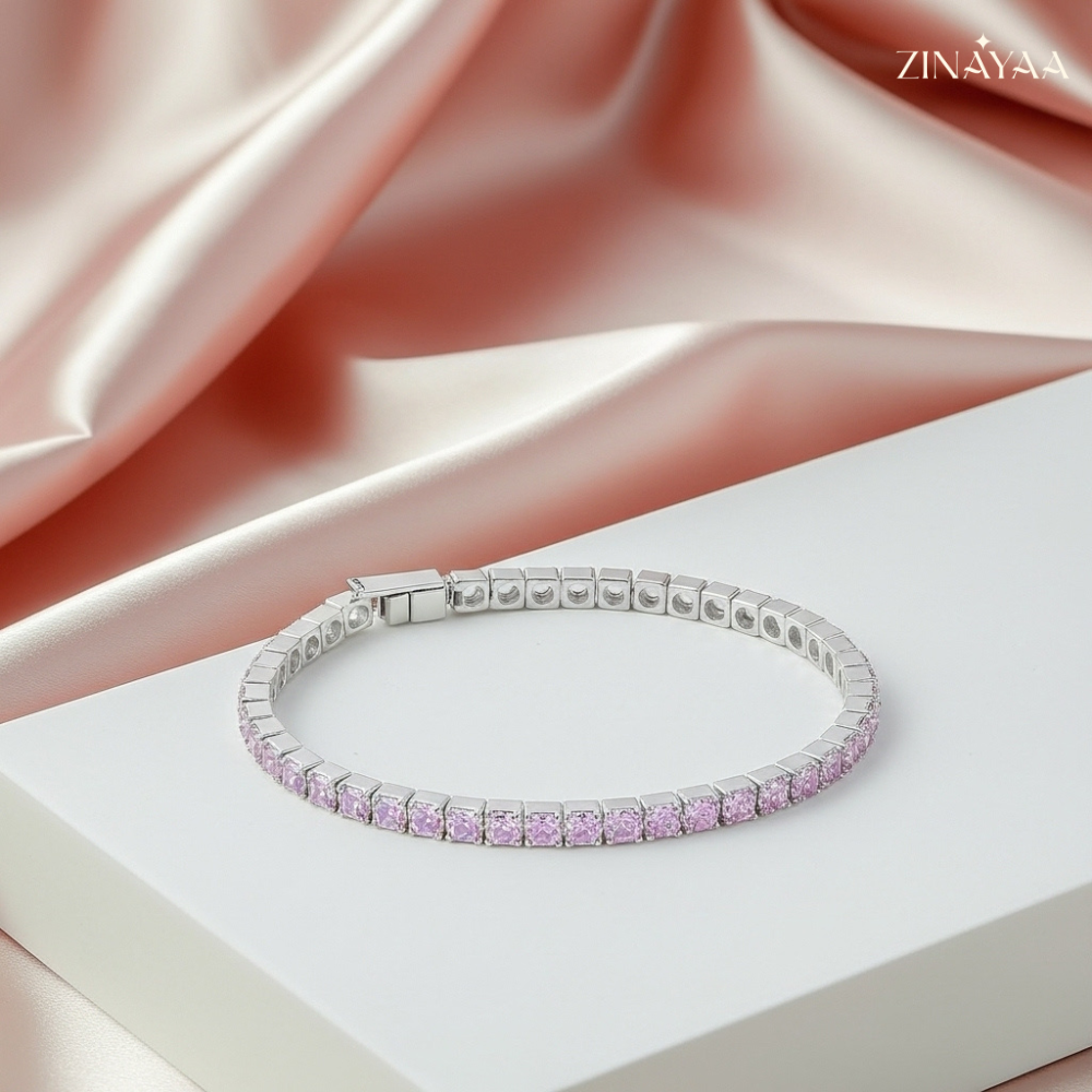 925 Sterling Silver Blush Spark Tennis Bracelet