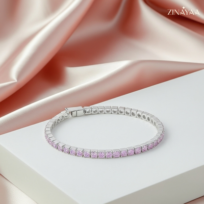 925 Sterling Silver Blush Spark Tennis Bracelet
