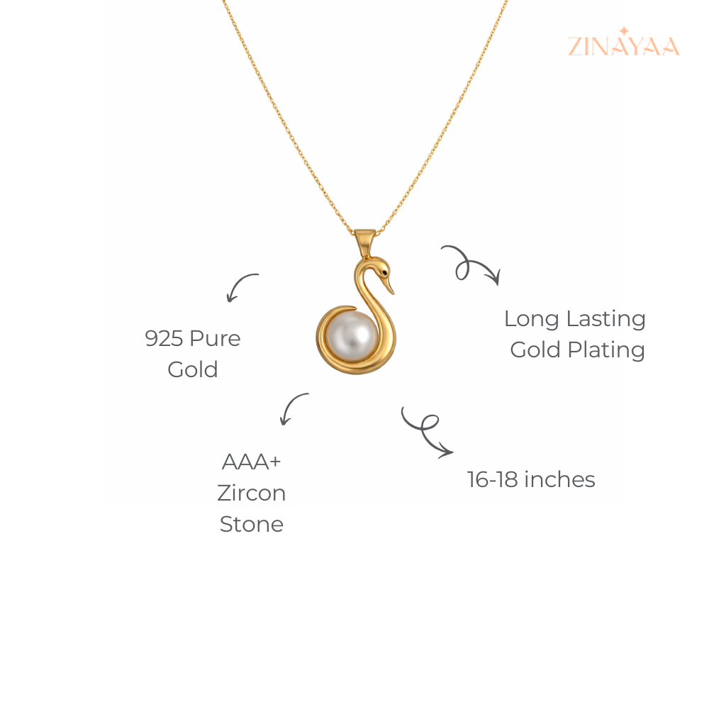 925 Sterling Silver Swan Pearl Necklace