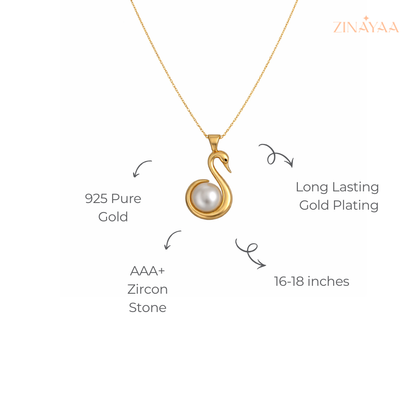 925 Sterling Silver Swan Pearl Necklace