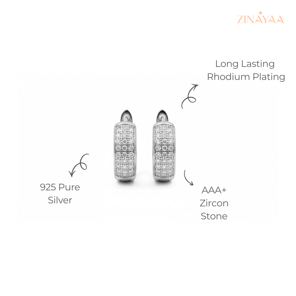 925 Sterling Silver Pavé Luxe Hoop Earrings