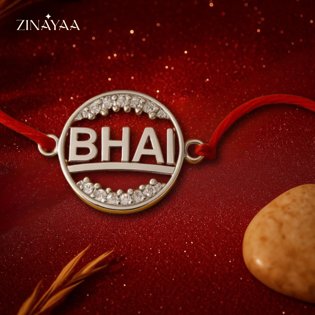 92.5 sterling silver studded Bhai Rakhi