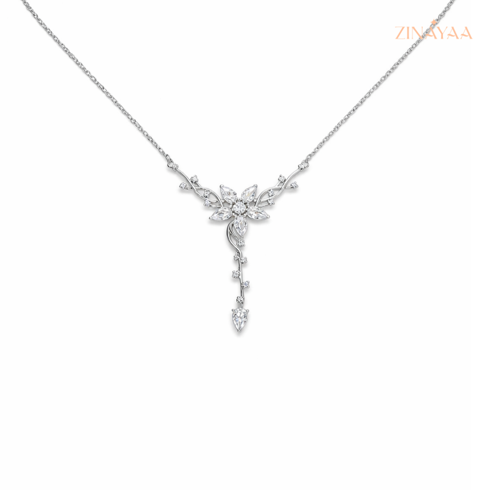 925 Sterling Silver Enchanted Bloom Drop Necklace