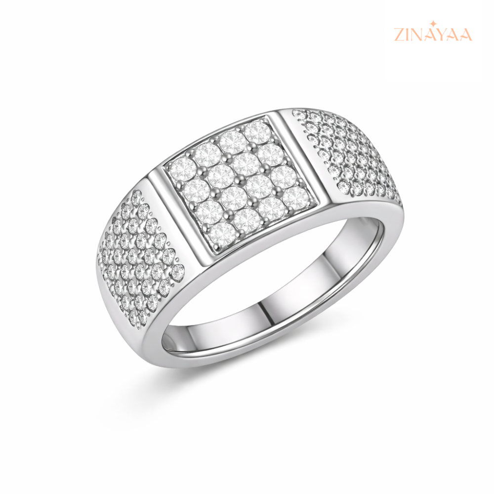 925 Sterling Silver Imperial Grid Adjustable Ring