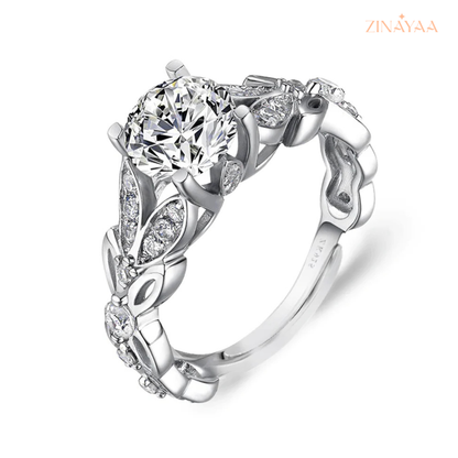 925 Sterling Silver Royal Bloom Solitaire Adjustable Ring
