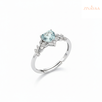 92.5 sterling silver Aqua Blossom Women’s adjustable Ring