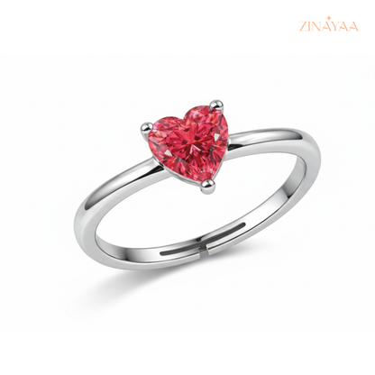 925 Sterling Silver Scarlet Heart Adjustable Ring