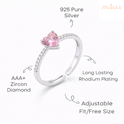 92.5 Sterling Silver Blush Heart Promise Women’s Adjustable Ring