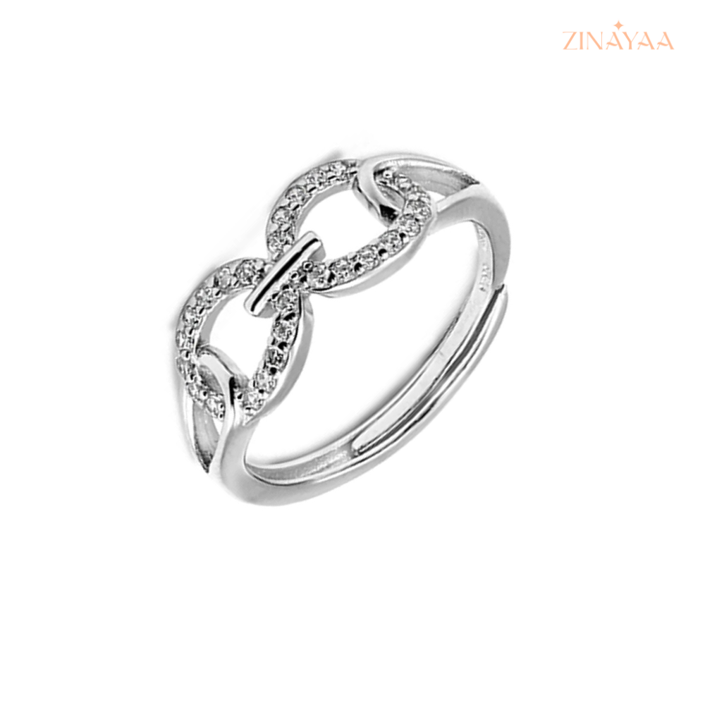 925 Sterling Silver Infinity Link Adjustable Ring