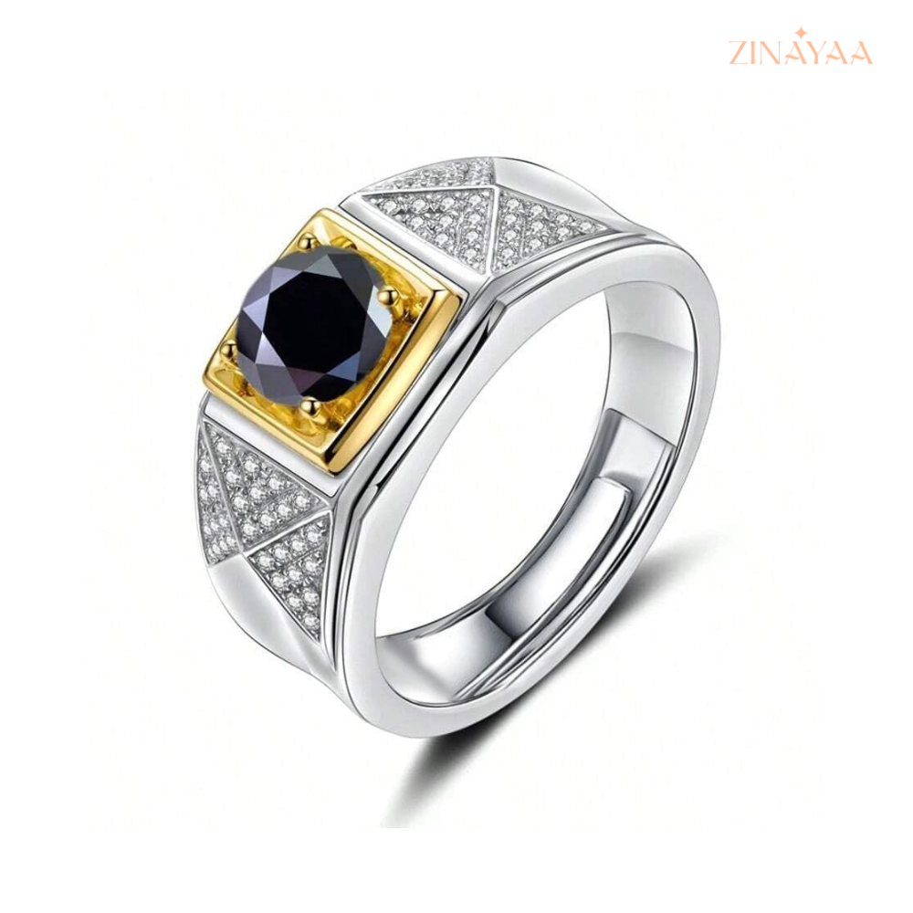 925 Sterling Silver Imperial Onyx Adjustable Ring for men