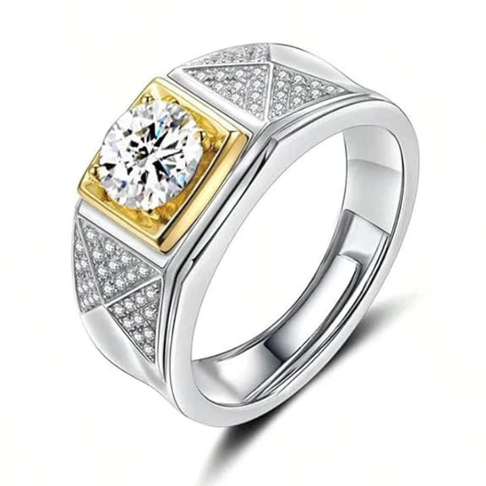 92.5 Sterling Silver  Regal Crest Men’s Adjustable Ring