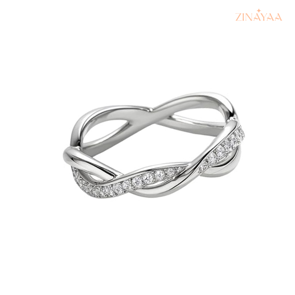 925 Sterling Silver Intertwined Sparkle Adjustable Ring