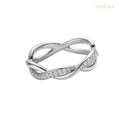 925 Sterling Silver Intertwined Sparkle Adjustable Ring