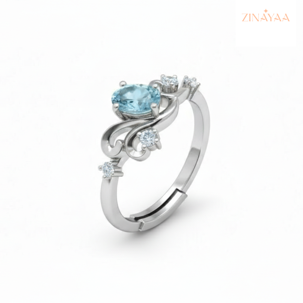 925 Sterling Silver Blue Elegance Adjustable Ring