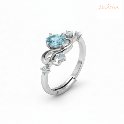 925 Sterling Silver Blue Elegance Adjustable Ring