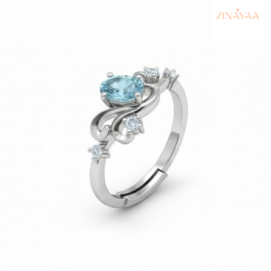 925 Sterling Silver Blue Elegance Adjustable Ring