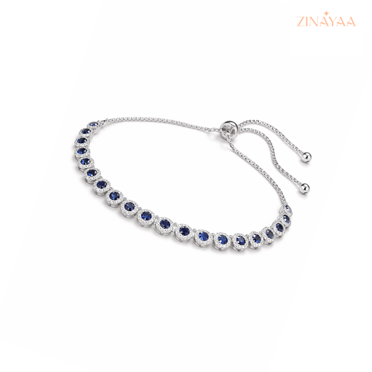 925 Sterling Silver Blue Elegance Adjustable Bracelet
