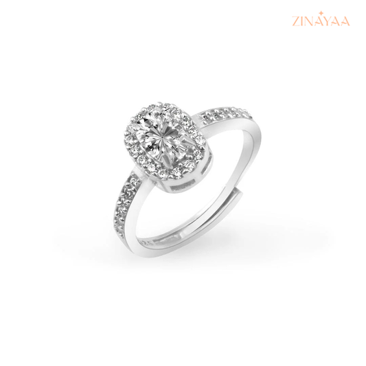 925 Sterling Silver Halo Spark Adjustable Ring