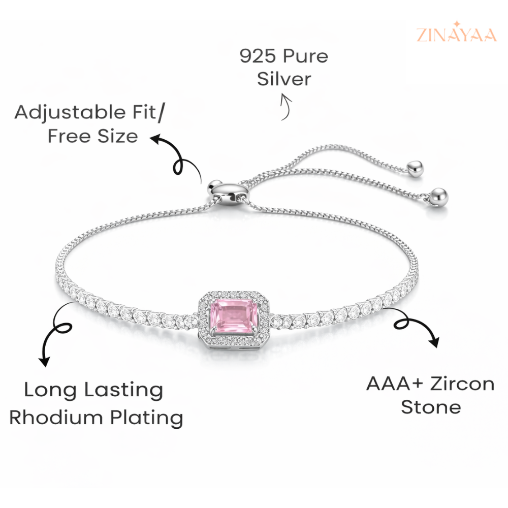 925 Sterling Silver Pink Radiance Adjustable Bracelet