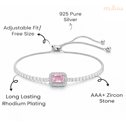 925 Sterling Silver Pink Radiance Adjustable Bracelet