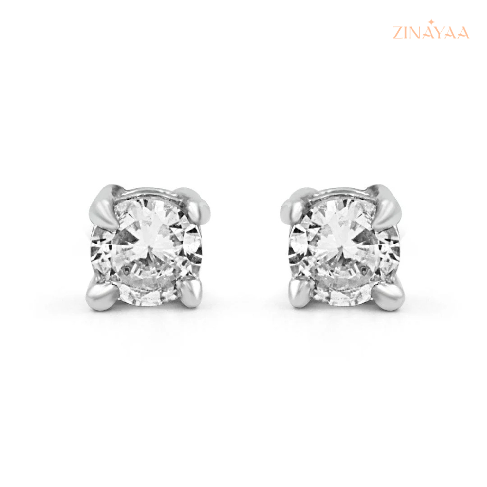 925 Sterling Silver Classic Solitaire Stud Earrings