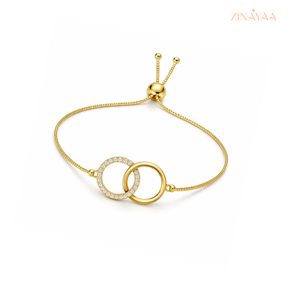 92.5 Sterling Silver Elegant Link Circle Gold Bracelet
