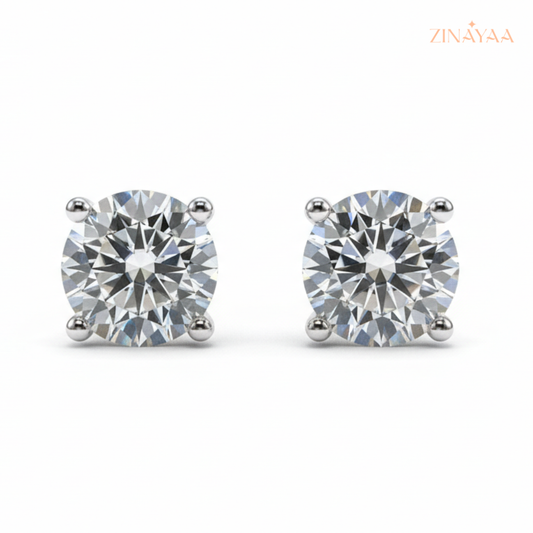 925 Sterling Silver Classic Solitaire Stud Earrings