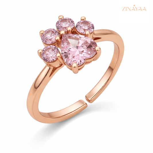 925 Sterling Silver Pink Floral Cluster Adjustable Ring