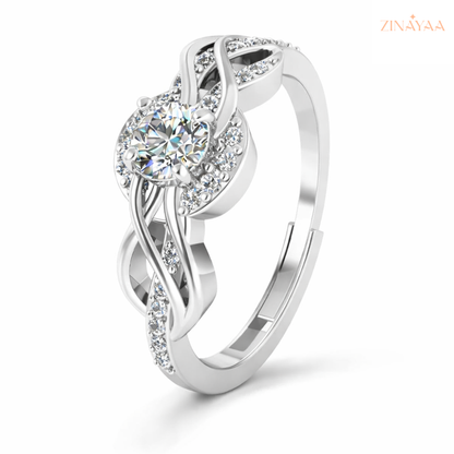 92.5 Sterling Silver Adjustable Love Root Solitaire Ring