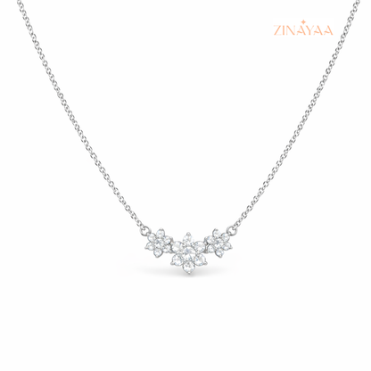 925 Sterling Silver Floral Sparkle Adjustable Necklace