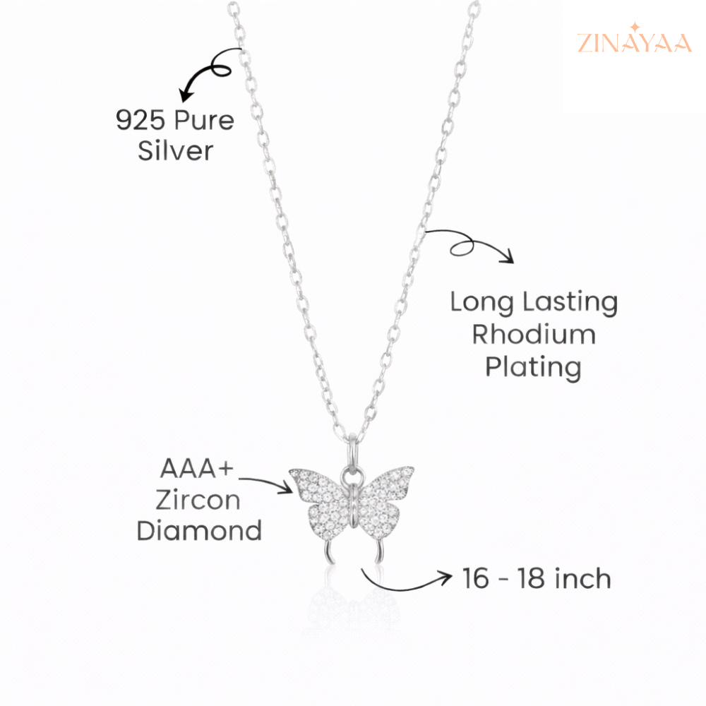 92.5 Sterling silver butterfly pendant chain