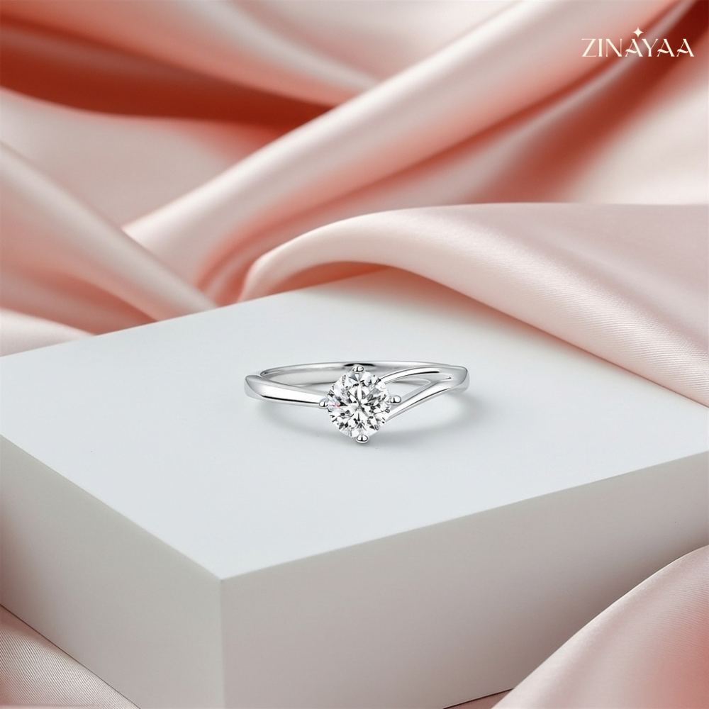 92.5 Sterling Silver Twisted Brilliance Solitaire Women’s Ring