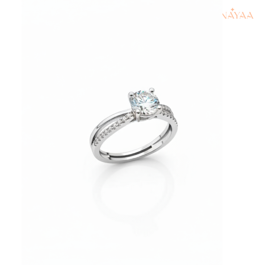925 Sterling Silver Classic Solitaire Adjustable Ring