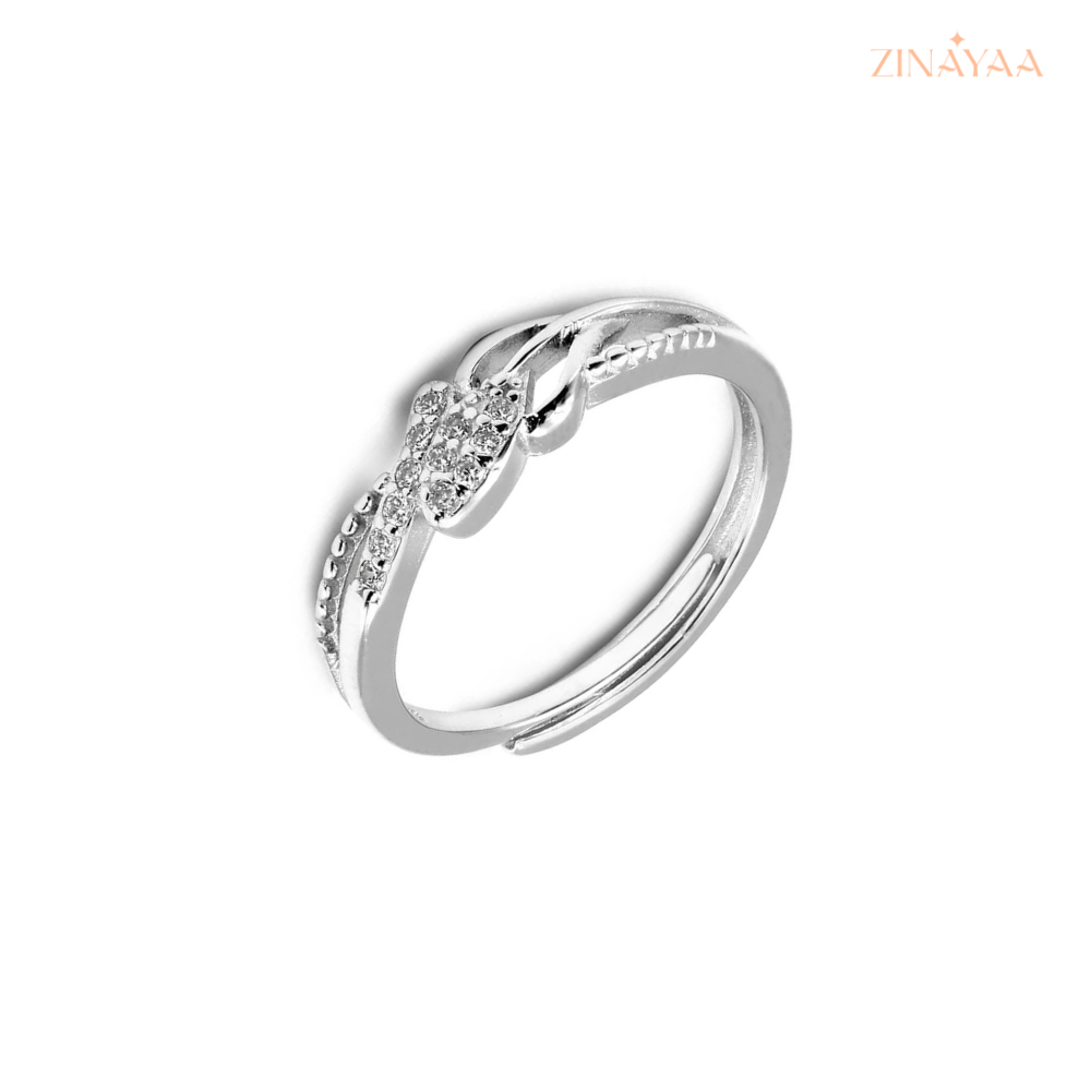 925 Sterling Silver Twisted Spark Adjustable Ring