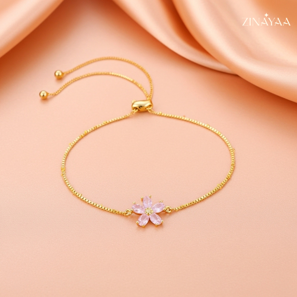 925 Sterling Silver Golden Blossom Adjustable Bracelet