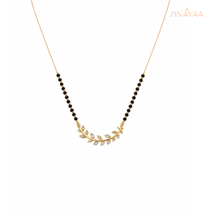 925 Sterling Silver Leaf Charm Mangalsutra Necklace