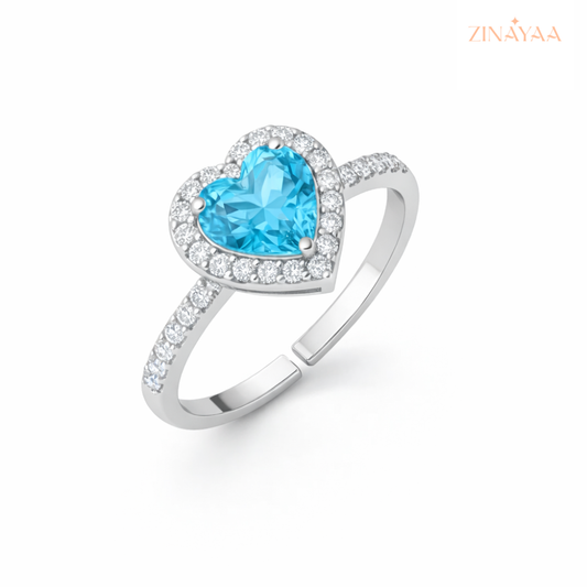 925 Sterling Silver Ocean Heart Adjustable Ring