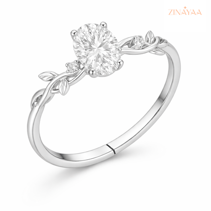 925 Sterling Silver Floral Vine Adjustable Ring