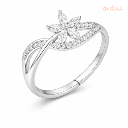 925 Sterling Silver Floral Grace Adjustable Ring